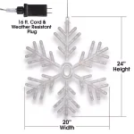 Alpine Corporation 24 in. Hanging Snowflake with 102 Cool White LED Lights thumbnail 3