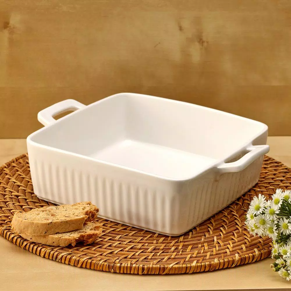 Over and Back Nolita Large Square Porcelain Baker, White