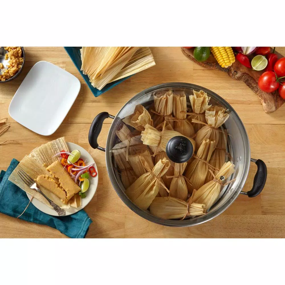 IMUSA 24 Qt. Aluminum Stovetop Steamer with Tempered Glass Lid
