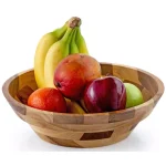 Casa Bellante 12 in. Rubberwood Serving Bowl, 100 fl. oz. Round Wooden Bowl thumbnail 2