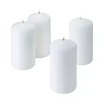 Light In The Dark 6 in. White Unscented Paraffin Pillar Candles, Set of 4 thumbnail 1