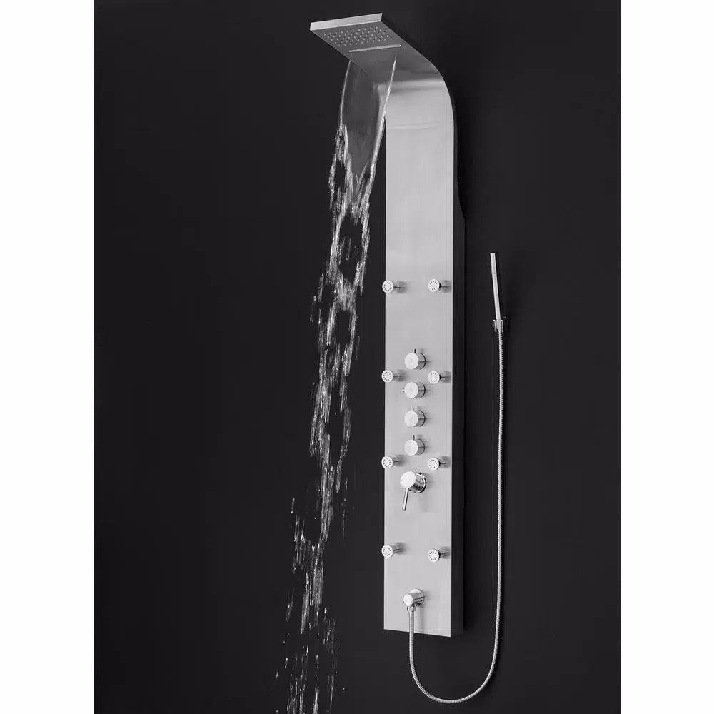 AKDY 65 in. Stainless Steel 8-Jet Rainfall Waterfall Shower Panel System with Handheld Wand