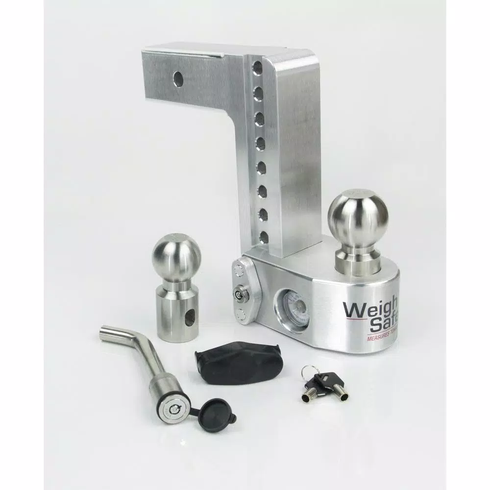 Weigh Safe Weigh-Safe 8 in. Drop Adjustable Class V Ball Mount with Built-in Hydraulic Scale