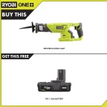 RYOBI 18V ONE+ Cordless Reciprocating Saw with 1.5 Ah Lithium-Ion Battery and 6" Wood Blade thumbnail 2
