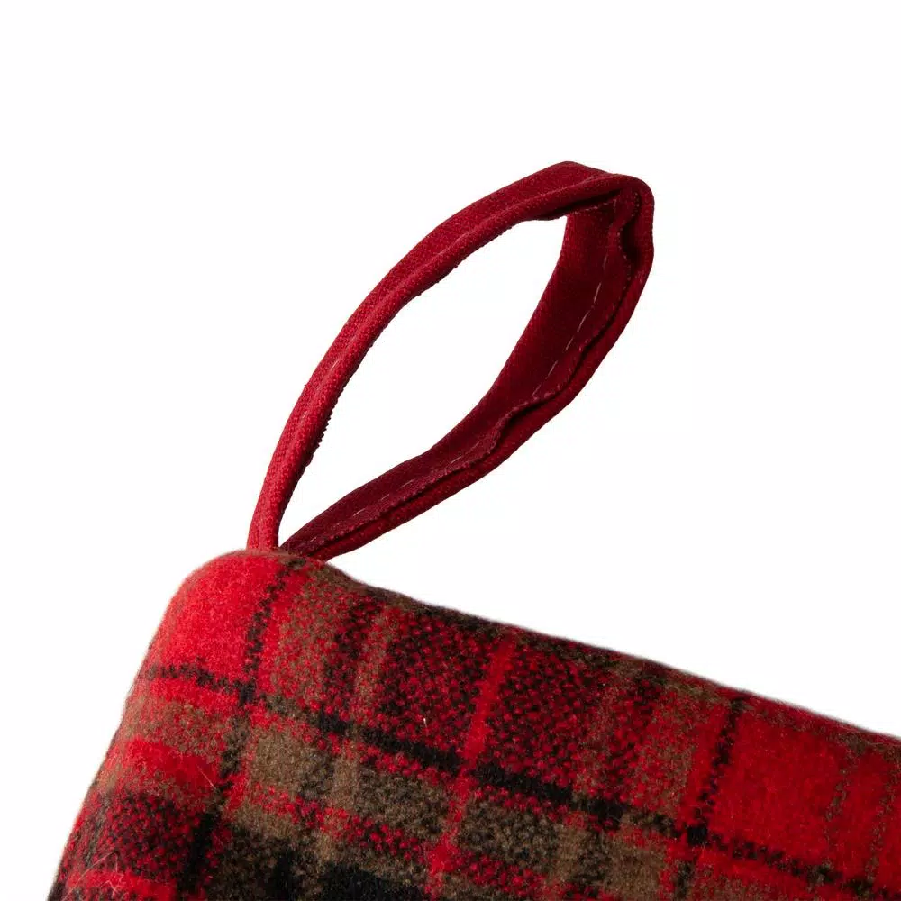 Glitzhome 21 in. Dachshund Fabric Christmas Stocking - White with Red Trim