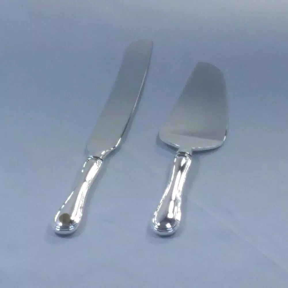 Heim Concept 2-Piece Silver Stainless Steel Cake Server and Knife Set, 6 in.