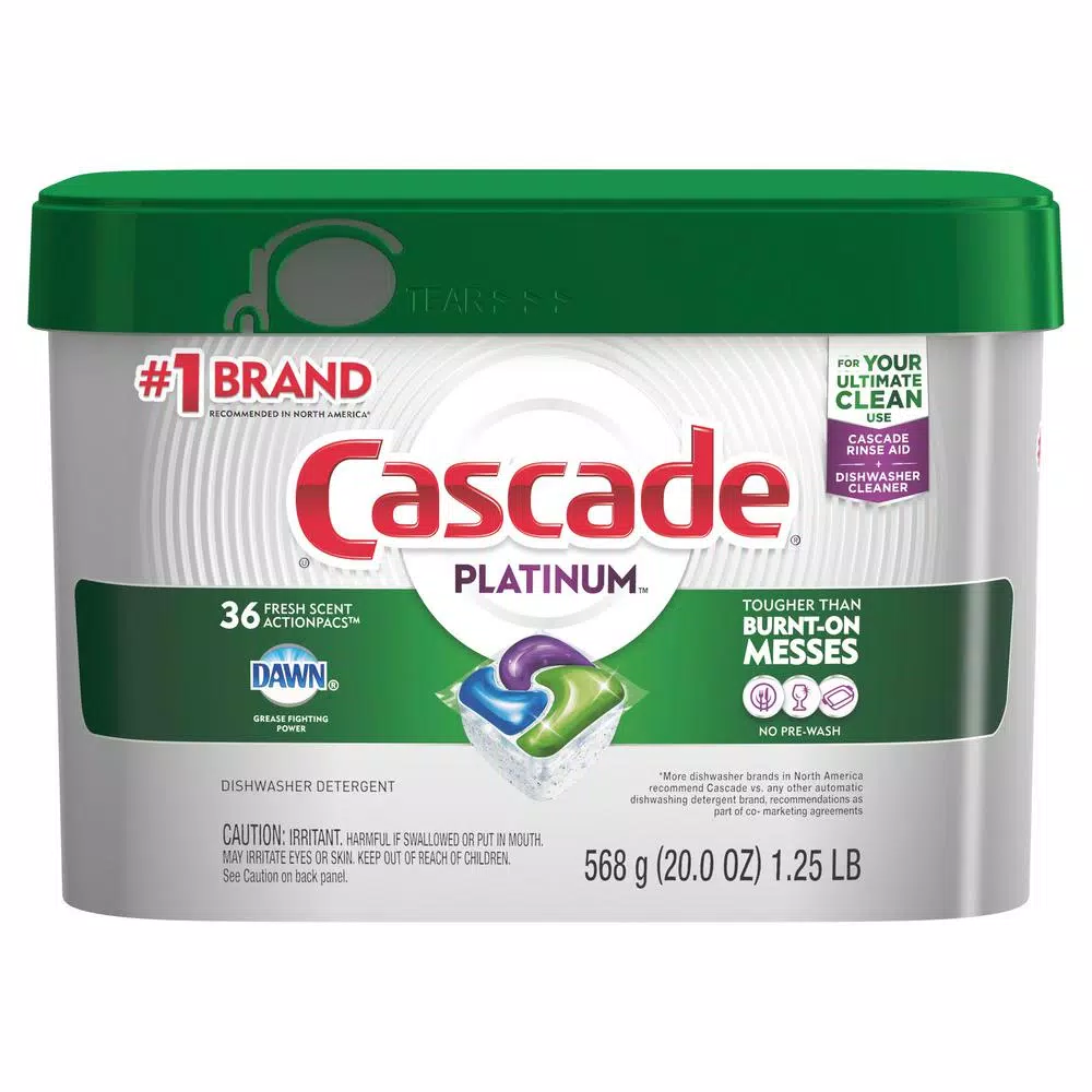 Cascade Platinum ActionPacs Dishwasher Detergent with Dawn, Fresh Scent (36-Count, 6-Pack)