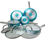 Oster Montecielo 9-Piece Aluminum Nonstick Cookware Set, Metallic Turquoise thumbnail 2