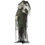Haunted Hill Farm 6 ft. Animatronic Talking Witch Halloween Prop with Shrunken Skull thumbnail 1