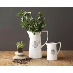 3R Studios 64 fl. oz. White Ceramic Pitcher with Bee Image thumbnail 3