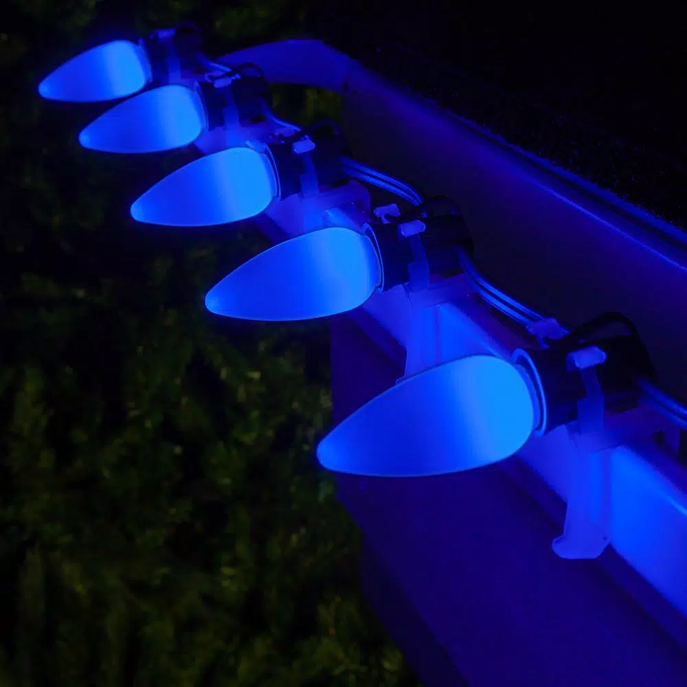 Wintergreen Lighting OptiCore C9 LED Blue Smooth Opaque Christmas Light Bulbs, 25-Pack