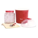 Euro Cuisine 2 Qt. Yogurt Maker with Glass Jar, Stainless Steel Thermometer, and Greek Yogurt Cotton Bag - Red thumbnail 2