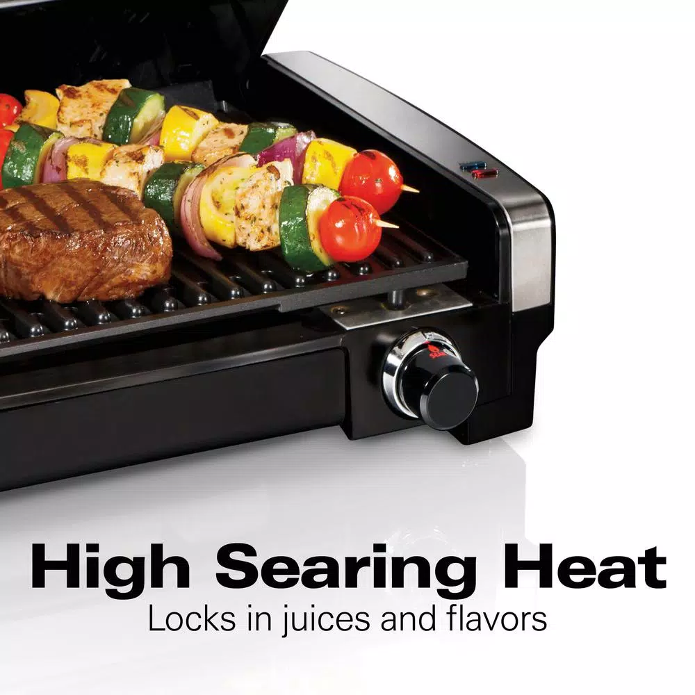 Hamilton Beach Searing Grill 118 sq. in. Stainless Steel Indoor Countertop Grill with Non-Stick Plates