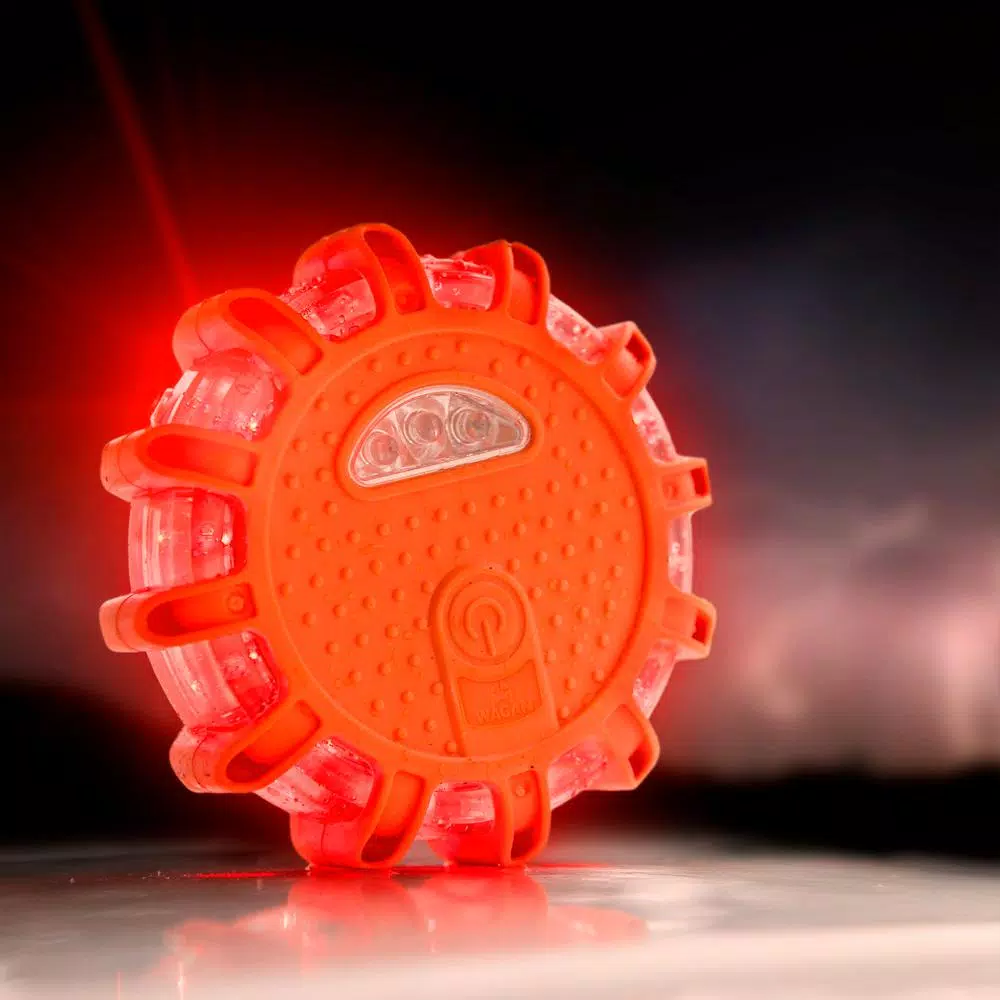 Wagan Tech FRED LED Roadside Emergency Flashing Disk Flare, 3-Pack