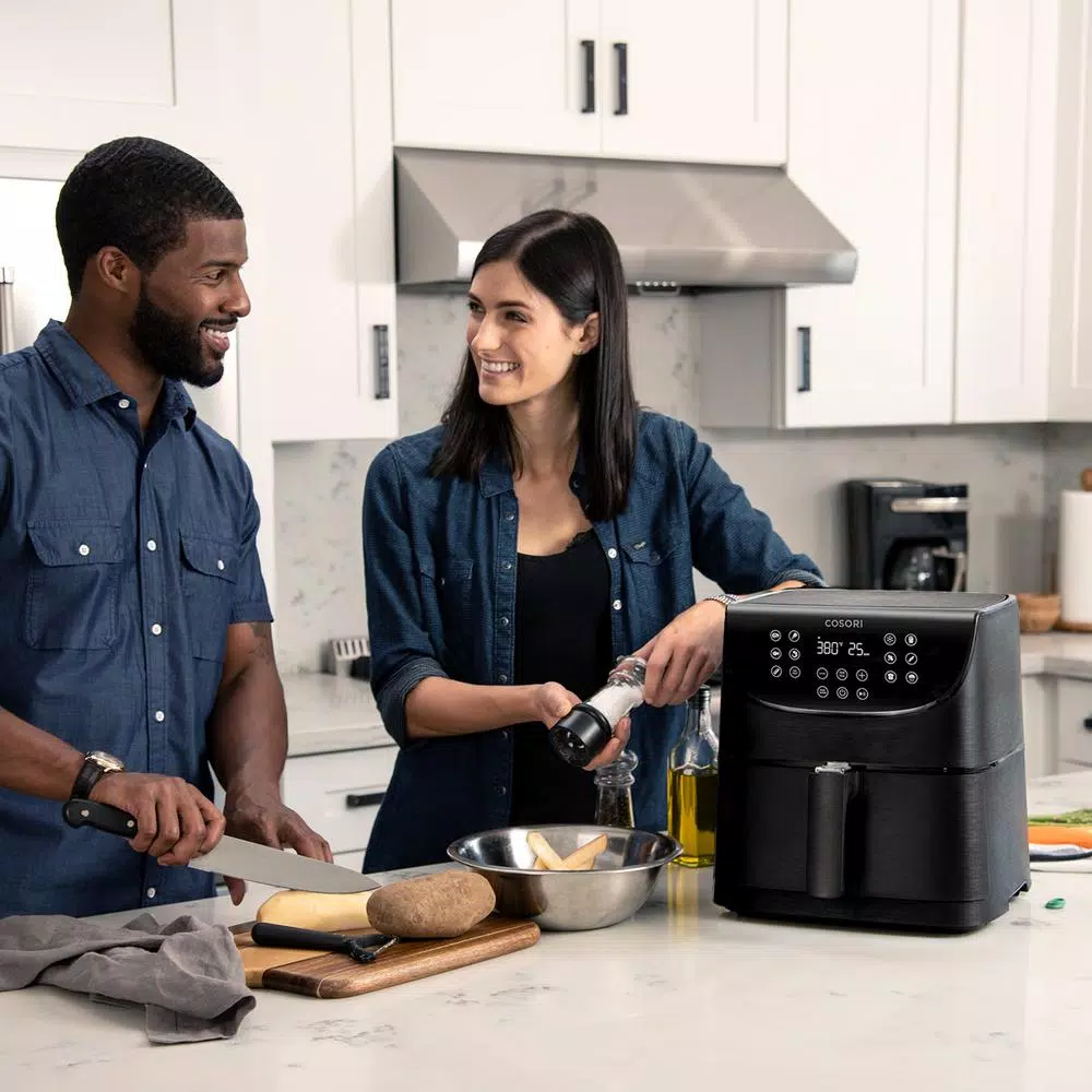 Cosori 5.8 Qt. Smart Air Fryer with Skewer Rack, WiFi & Alexa Compatible, Black