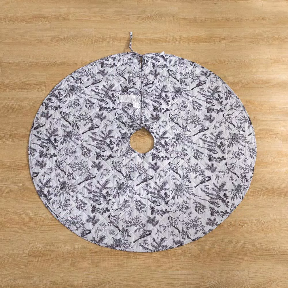 Country Living Faith 48 in. Reversible Quilted Microfiber Tree Skirt - Chickadee Toile & Floral