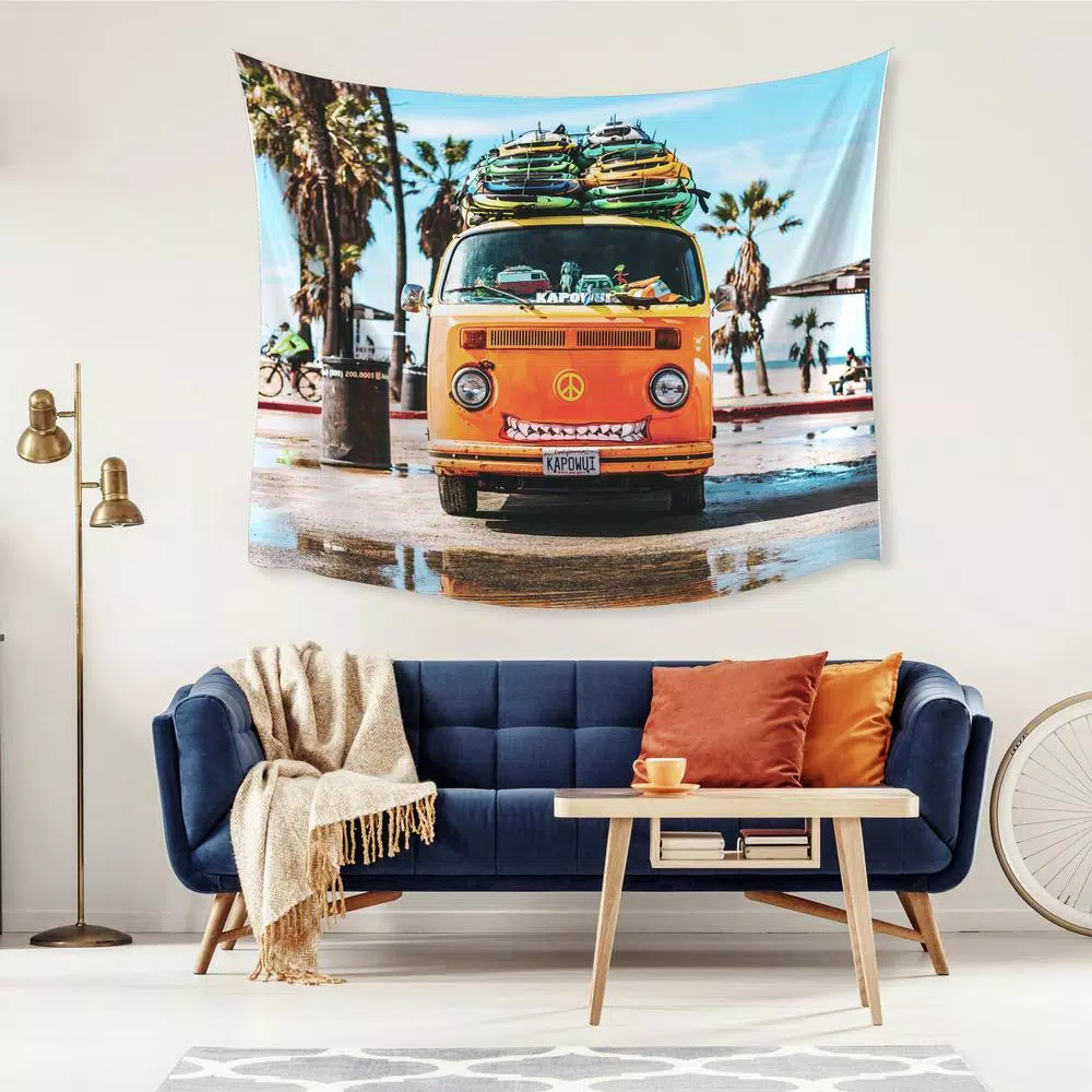 RoomMates Surf Van Large Wall Tapestry - Orange Beach & Nautical Decor
