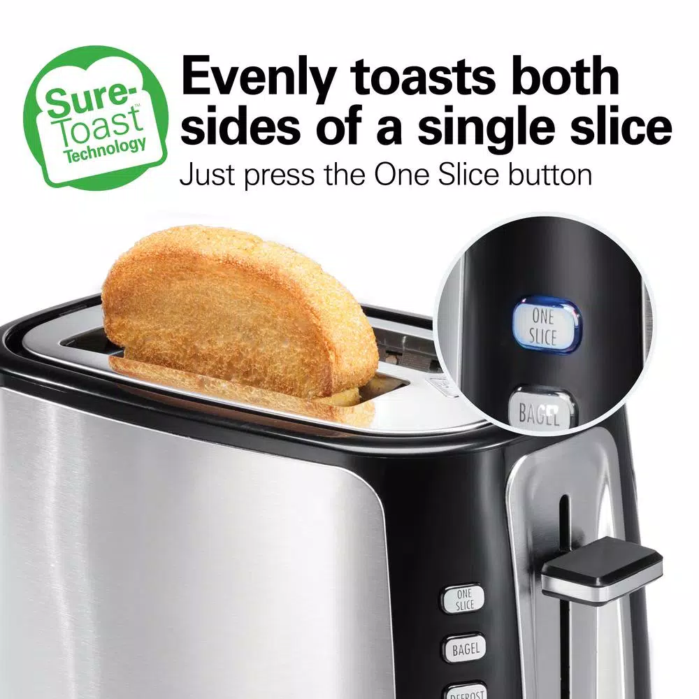 Hamilton Beach Sure-Toast 2-Slice Stainless Steel Wide Slot Toaster, 800W