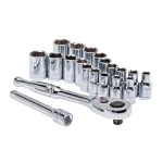 Husky 20-Piece 1/4 in. Drive Ratchet and Socket Set, SAE/Metric thumbnail 1