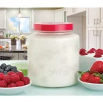 Euro Cuisine 2 Qt. Yogurt Maker with Glass Jar, Stainless Steel Thermometer, and Greek Yogurt Cotton Bag - Red thumbnail 5