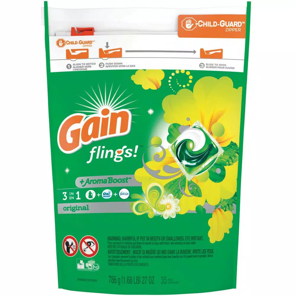 Gain Tide Pods Original Scent Laundry Detergent, 3-in-1 Liquid Pods, 35 Count