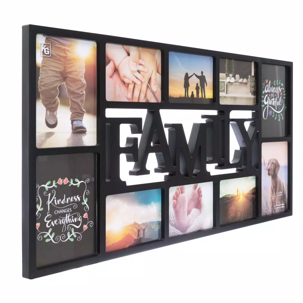 Kiera Grace kieragrace KG Family 10-Opening Collage Photo Frame, Black, Fits 4 5x7 and 6 4x6 Photos