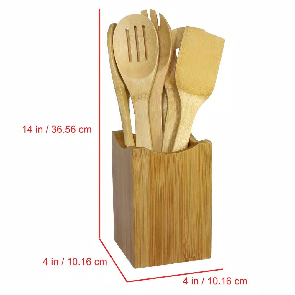 Oceanstar 7-Piece Bamboo Cooking Utensil Set with Holder