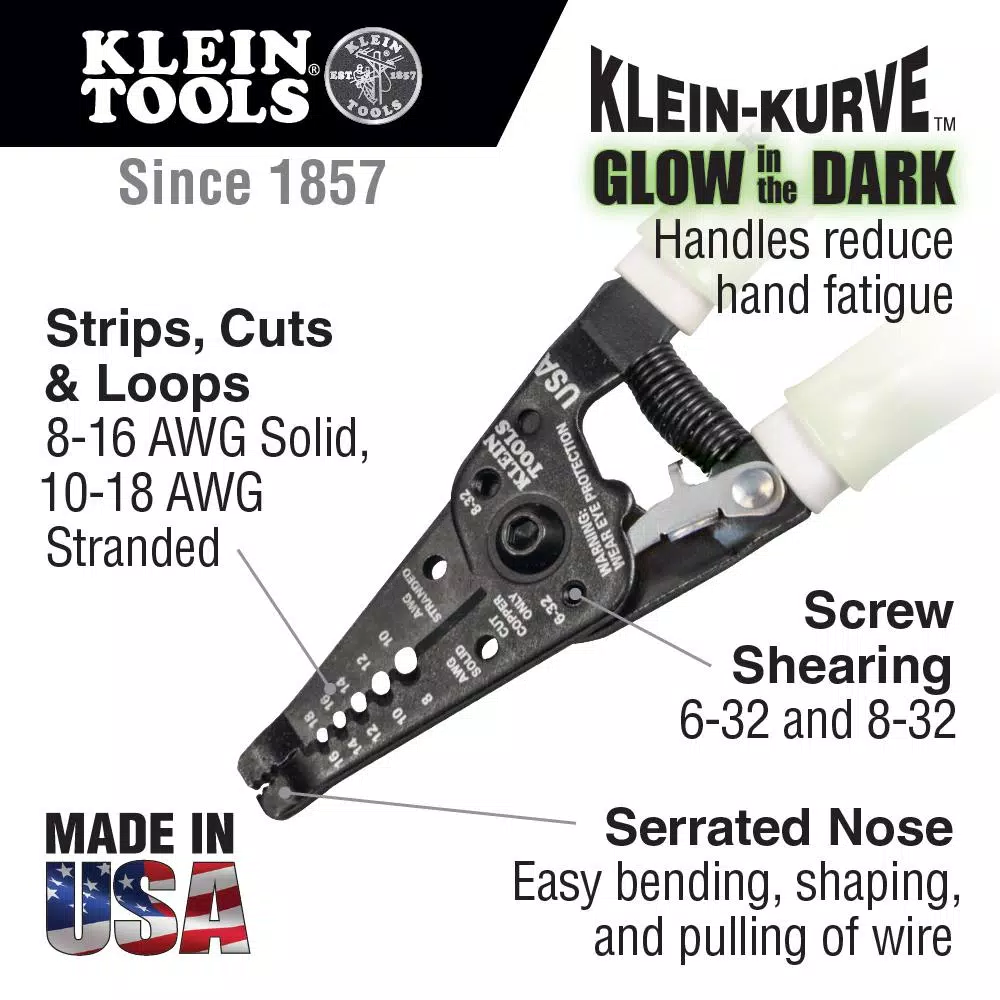 Klein Tools Hi-Viz Wire Stripper/Cutter with Glow-in-the-Dark Grips