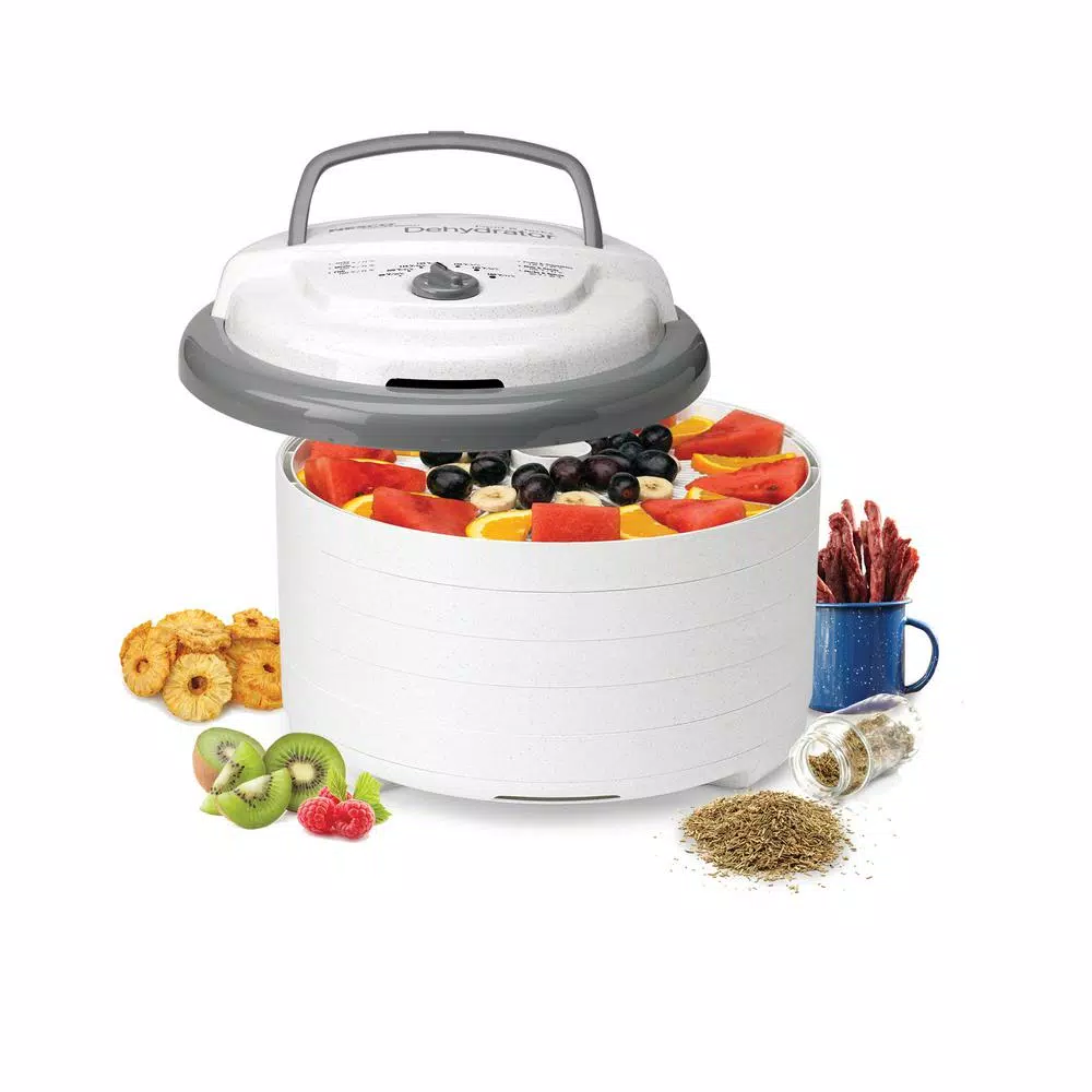 Nesco Snackmaster Pro 5-Tray Food Dehydrator with Temperature Control, 600W, White