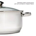 Ecolution Pure Intentions 5 Qt. Round Stainless Steel Dutch Oven with Glass Lid thumbnail 4