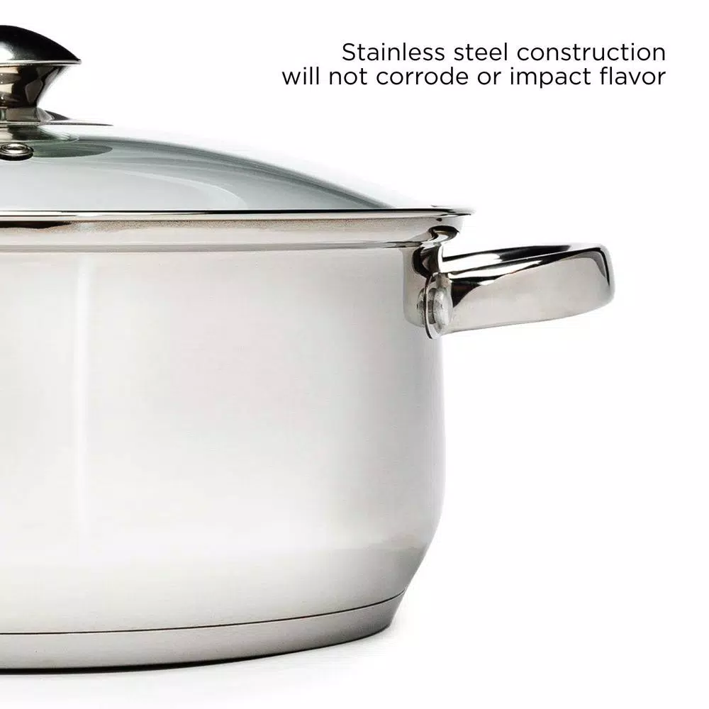 Ecolution Pure Intentions 5 Qt. Round Stainless Steel Dutch Oven with Glass Lid