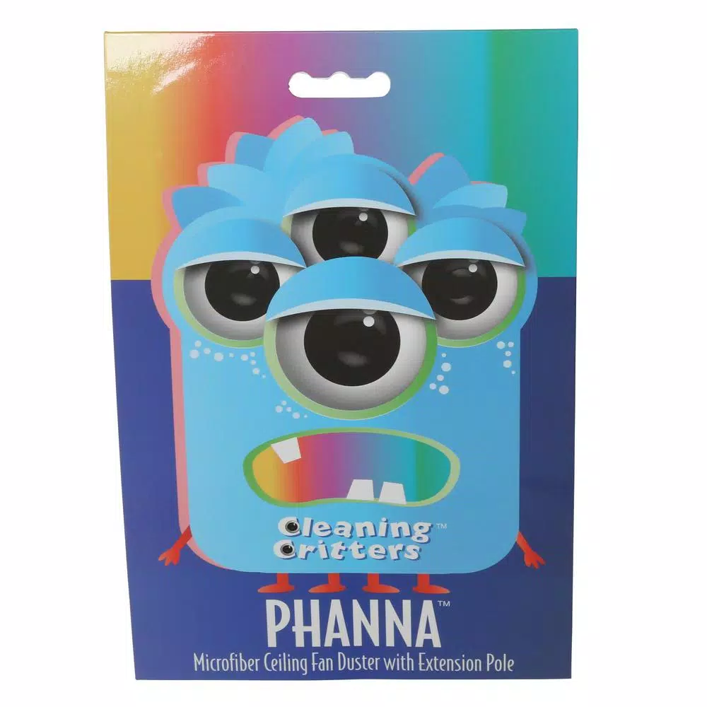 Ettore Cleaning Critters Phanna Microfiber Ceiling Fan Duster with Telescoping Extension Pole
