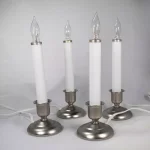 Unbranded 9 in. Electric Christmas Window Candles with Pewter Metal Base, Set of 4 thumbnail 1