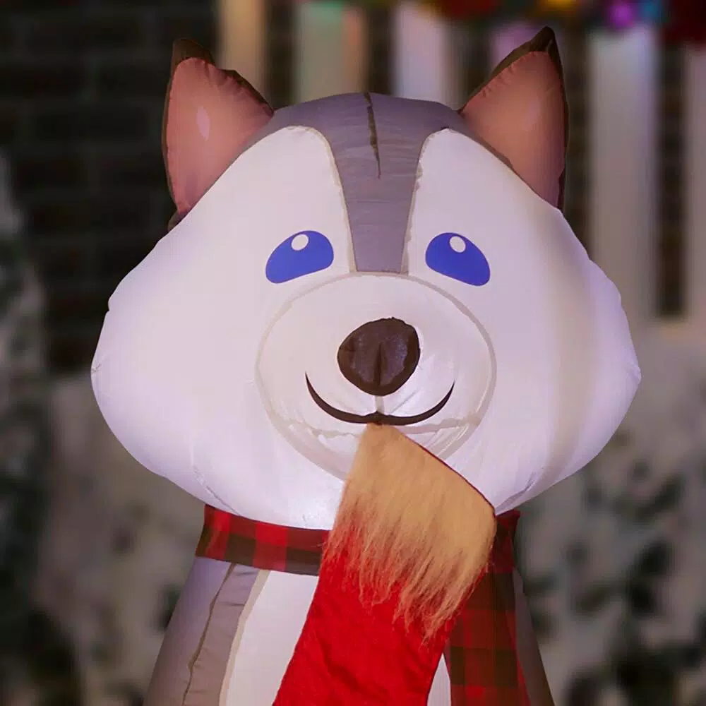 Home Accents Holiday Airblown Inflatables Puppy Pals Christmas Inflatable with Stockings, 7.5 ft. W x 3.74 ft. H