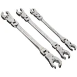 GearWrench SAE Flex Head Flare Nut Ratcheting Wrench Set, 3-Piece thumbnail 1