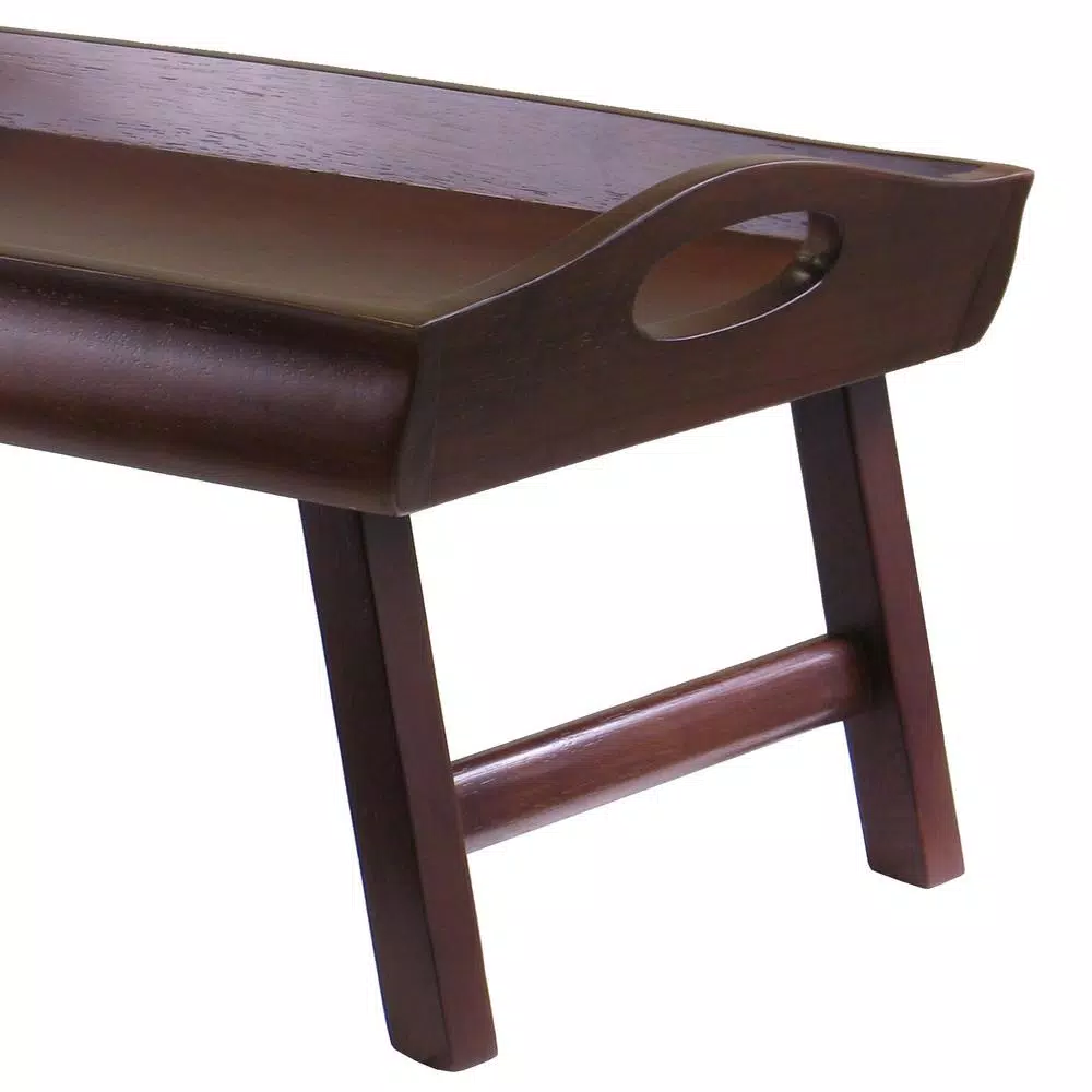 Winsome Sedona Solid Wood Bed Tray with Foldable Legs and Large Handles, Antique Walnut Finish