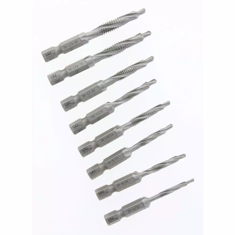 Ideal 6-Piece HSS Combination Drill/Tap Kit with Hex Shank
