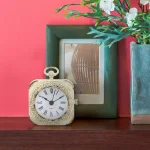 Stonebriar Collection Weathered White Metal Tabletop Analog Clock with Roman Numerals thumbnail 5