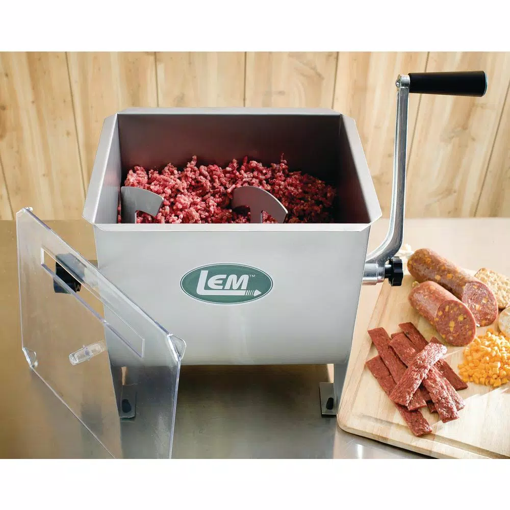 LEM 10 Qt. Manual Stainless Steel Meat Stand Mixer with 4 Paddles