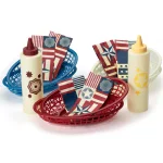 Cuisinart Patriotic BBQ Basket Set with 2 Condiment Bottles, 6 Reusable Baskets, and 6 Disposable Liners - Red, White, and Blue thumbnail 1