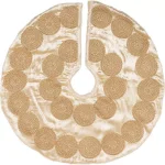 VHC Brands Creme Memories 21 in. Vanilla Velvet Christmas Tree Skirt with Gold Trim thumbnail 1