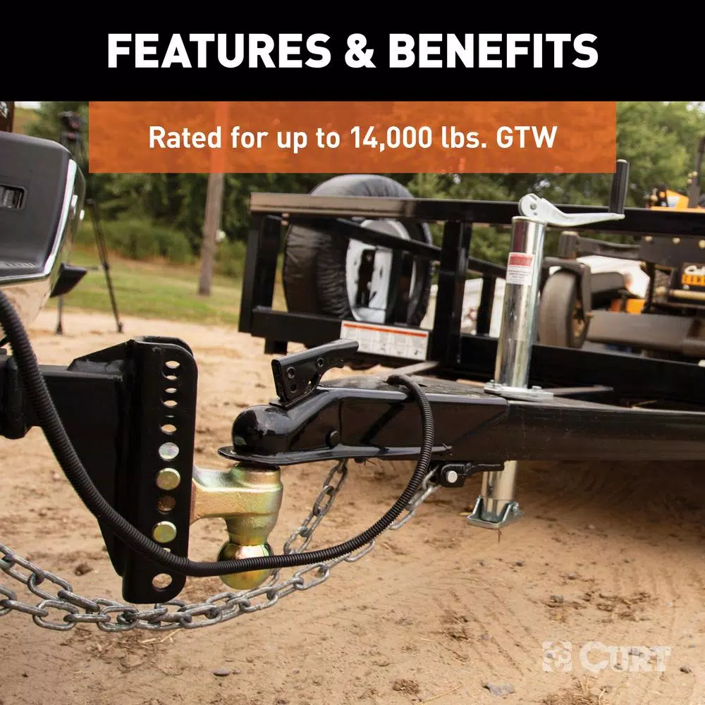 CURT Adjustable Channel Mount Trailer Hitch Ball Mount with Dual Ball, 2 in. Shank, 14,000 lbs. Capacity