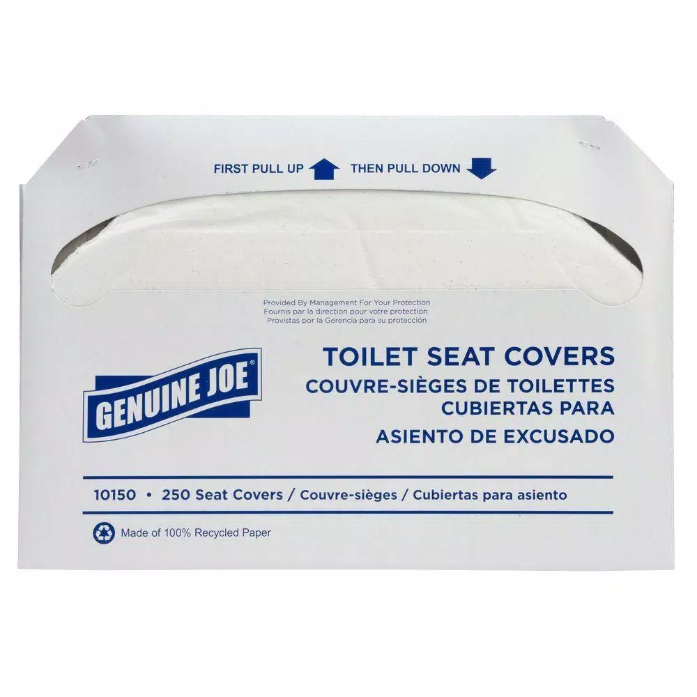 Genuine Joe White Flushable Toilet Seat Covers, 2500 Count (10 Packs of 250)