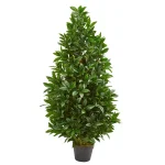 Nearly Natural 4 ft. Artificial Bay Leaf Topiary Tree - UV-Resistant Indoor/Outdoor Silk Plant thumbnail 1