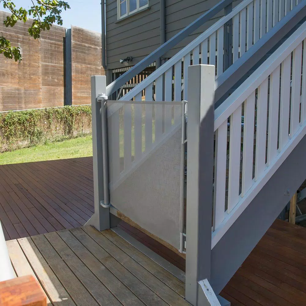 Perma Child Safety Extra Tall & Extra Wide Outdoor Retractable Gate, 41 in. H x 71 in. W, Gray