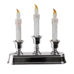 Northlight 9 in. Silver Glitter 3-Tier LED Lighted Candelabra Christmas Decoration thumbnail 1