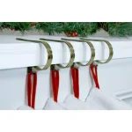 Original MantleClip Antique Brass Embossed Holly Metal Stocking Holders, 2.5 in. (4-Pack) thumbnail 3
