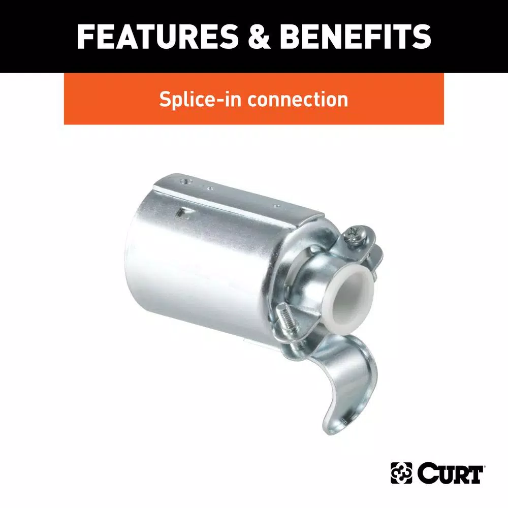 CURT 7-Way Round RV Blade Connector Plug, Trailer Side, Diecast Metal