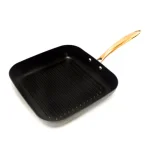 BergHOFF Ouro 11.7 in. Hard-Anodized Aluminum Nonstick Square Grill Pan, Black and Rose Gold thumbnail 1