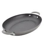 Circulon Elementum 15 in. Hard-Anodized Aluminum Nonstick Oval Grill Pan, Oyster Gray thumbnail 1